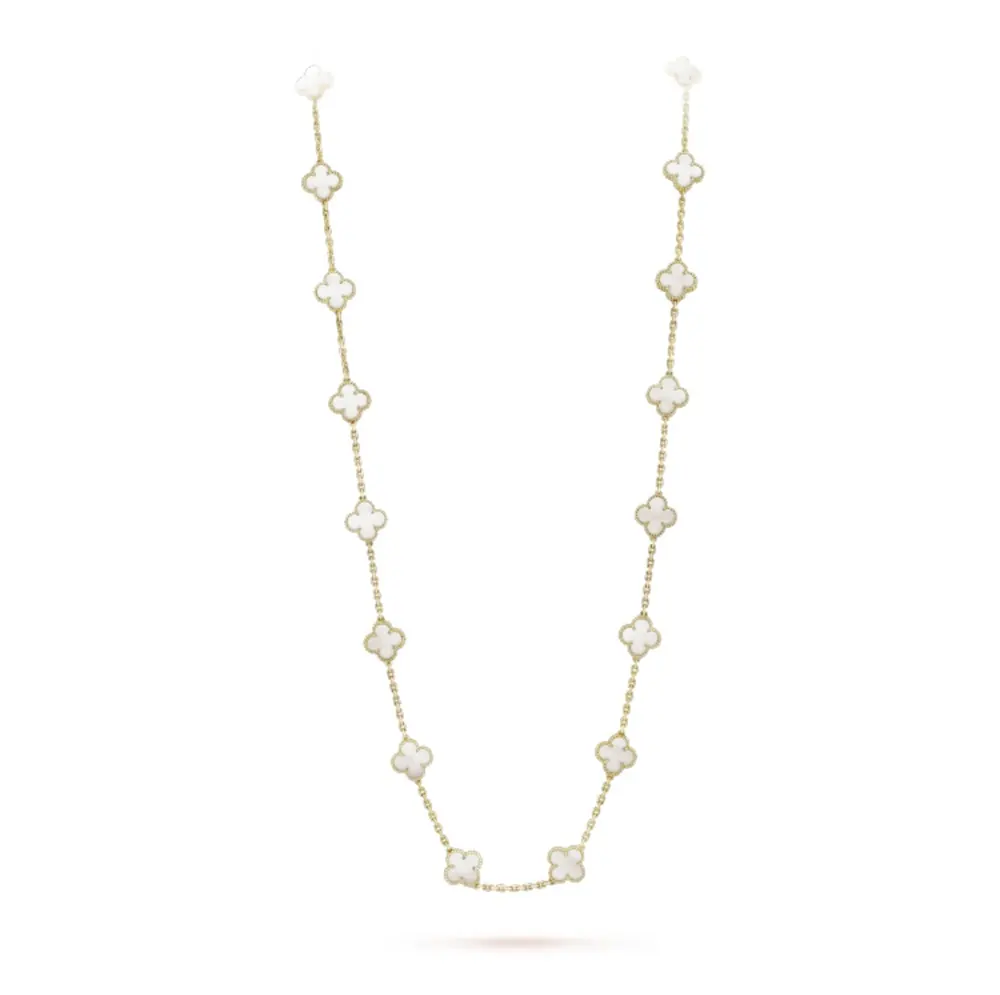 Van Cleef & Arpels High-end white mother-of-pearl 20-flower four-leaf clover necklace