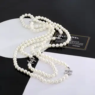Chanel Double C Pearl Necklace Sweater Chain