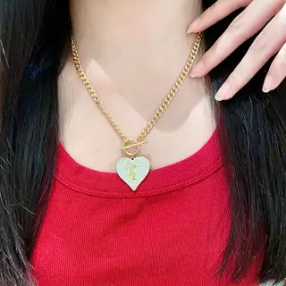 Yves Saint Laurent Heart Letters Full Diamond Necklace