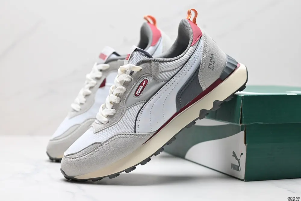 PUMA Rider FV Ivy League fabric leather retro easy to wear shock-absorbing wear-resistant 387672