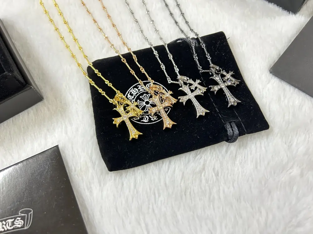 Chrome Hearts Cross Diamond Necklace Length: 55cm