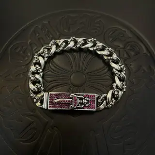 Chrome Hearts Classic Vintage Cross Pink Diamond Sword Bracelet