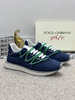 Dolce & Gabbana cowhide patchwork men’s casual sports shoes fashionable elastic sports