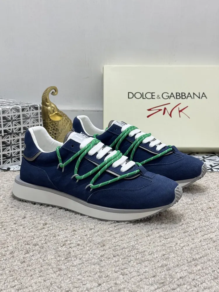 Dolce & Gabbana cowhide patchwork men’s casual sports shoes fashionable elastic sports
