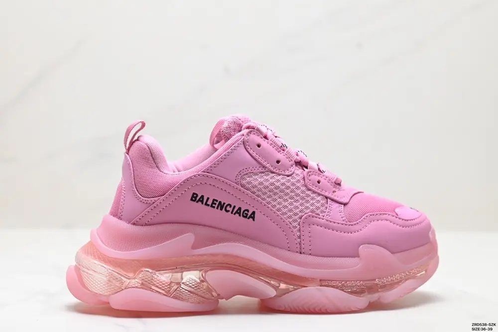 Balenciaga Triple S Clear Sole polyester fabric leather shock-absorbing non-slip Shoes 544351