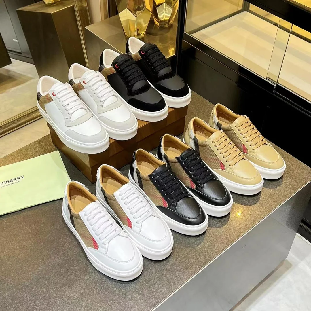 BURBERRY Retro plaid cotton sneakers