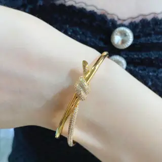 Tiffany CNC half diamond T knot bracelet