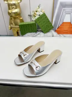 Gucci classic buckle round toe flat bottom thick heel slippers