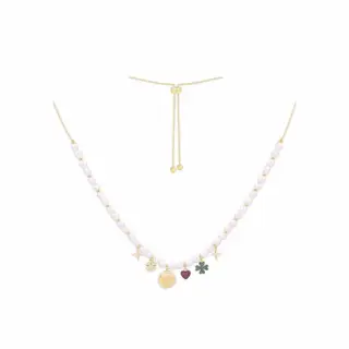 Apm monaco pearl smiley face multi-accessory necklace
