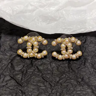 Chanel diamond and pearl earrings