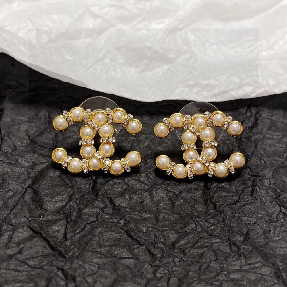 Chanel diamond and pearl earrings