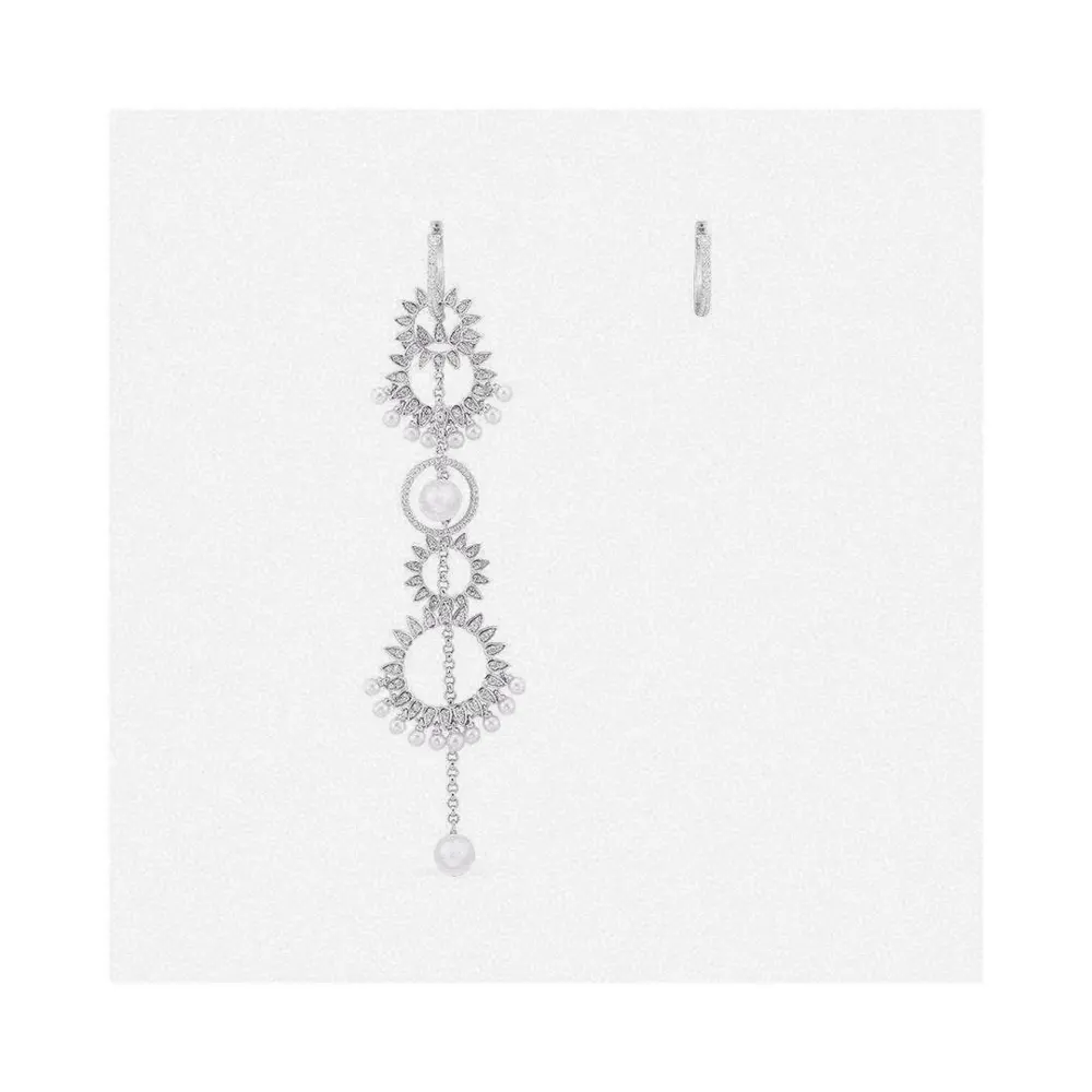 Apm monaco asymmetrical sun pendant pearl long earrings with earrings