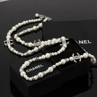 Chanel Double C Pearl Necklace Sweater Chain