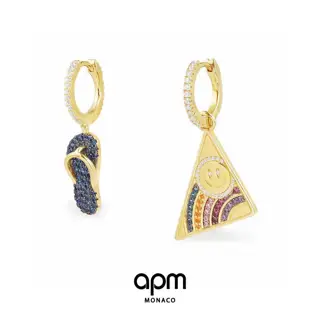 Apm monaco asymmetrical flip-flops smiley hoop earrings