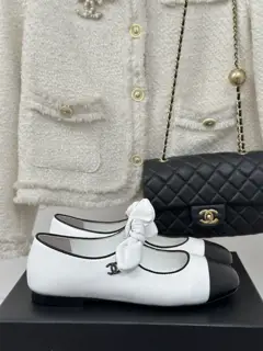 Chanel Double C Colorblock Bowknot Mary Jane Shoes