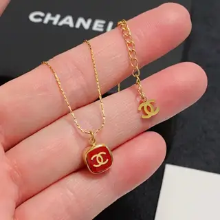 Chanel Double C New Year Red Square Necklace