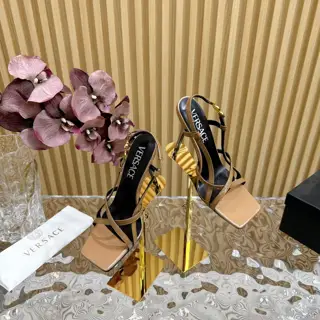 Versace spring and summer new striped high-heeled sandals