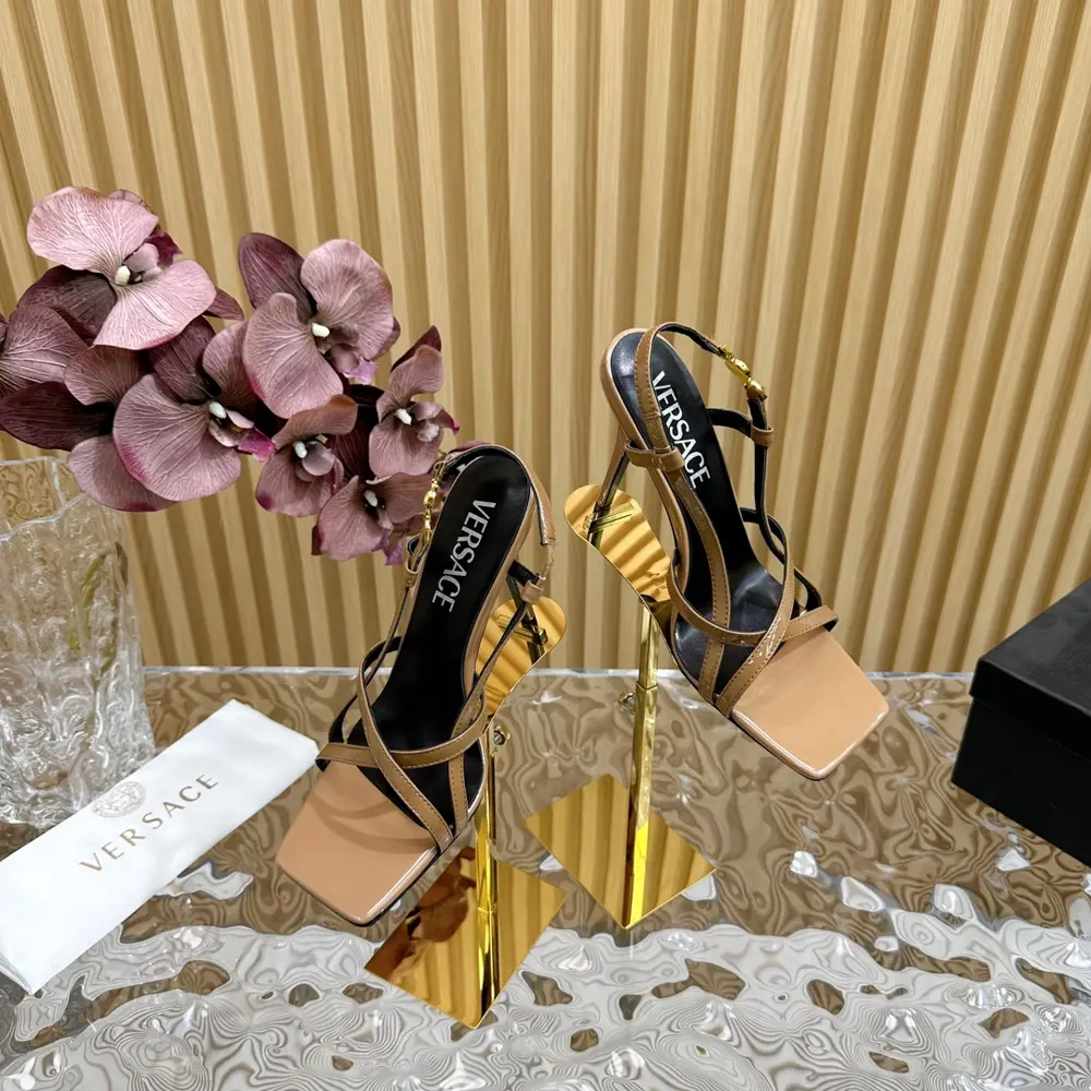 Versace spring and summer new striped high-heeled sandals