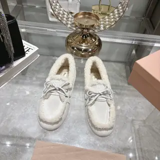 Miu Miu Miu loafers 2024 autumn and winter new cotton shoes furry shoes from Miu series