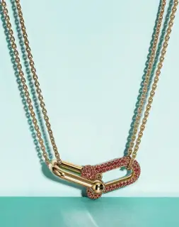 Tiffany’s new limited edition double-sided diamond-set ruby ​​bamboo necklace