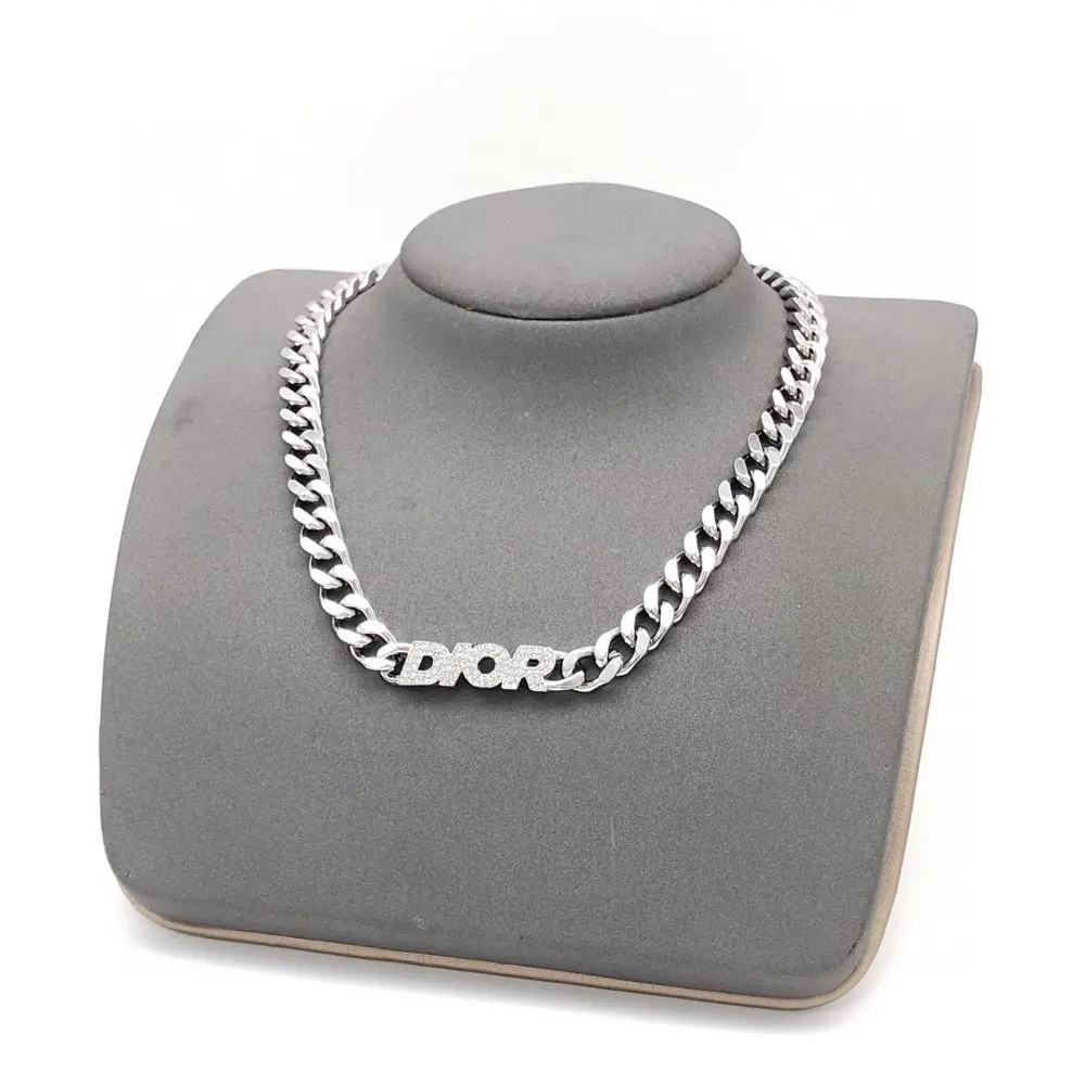 Dior silver necklace bracelet Dior diamond high version