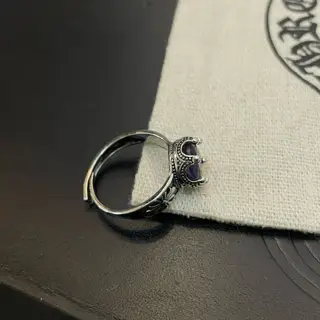 Chrome Hearts classic vintage cross purple diamond ring