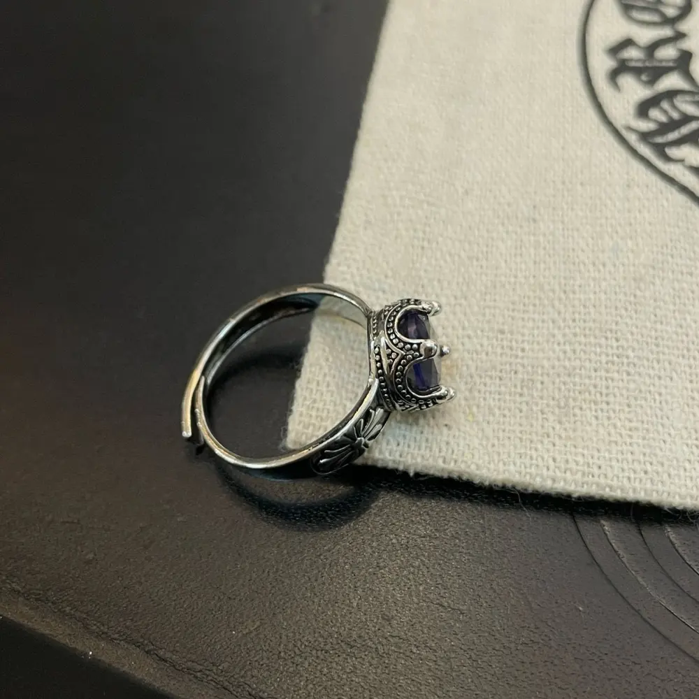 Chrome Hearts classic vintage cross purple diamond ring