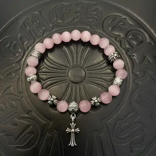 Chrome Hearts classic retro multi-element pink cat’s eye bracelet