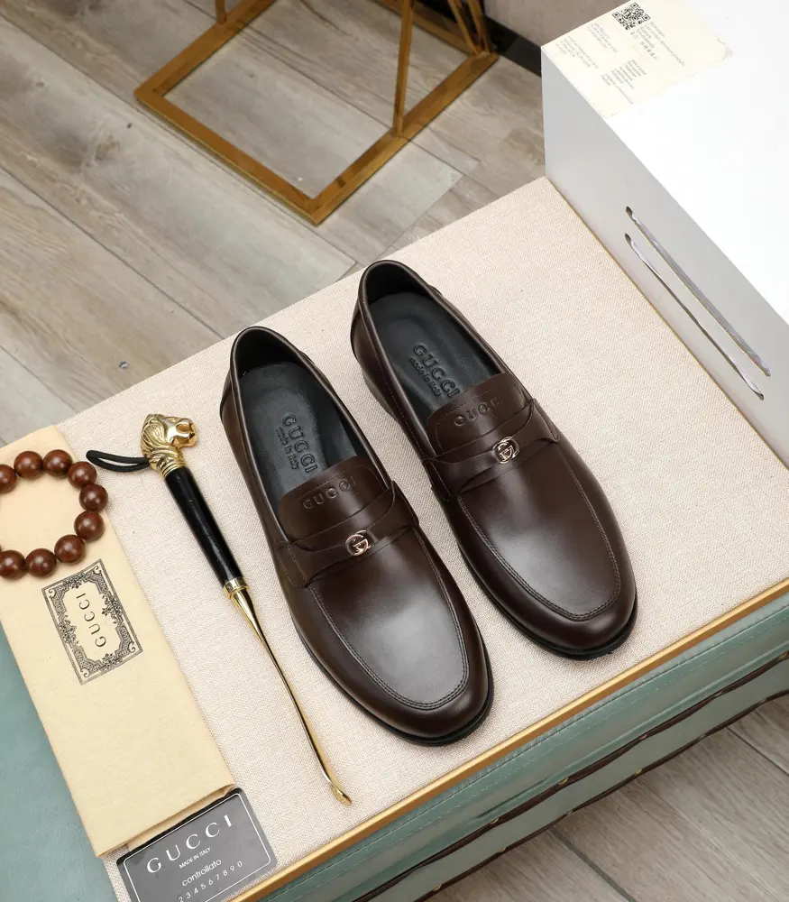 Gucci formal leather shoes Italy imported cowhide + top imported water-dyed cowhide lining