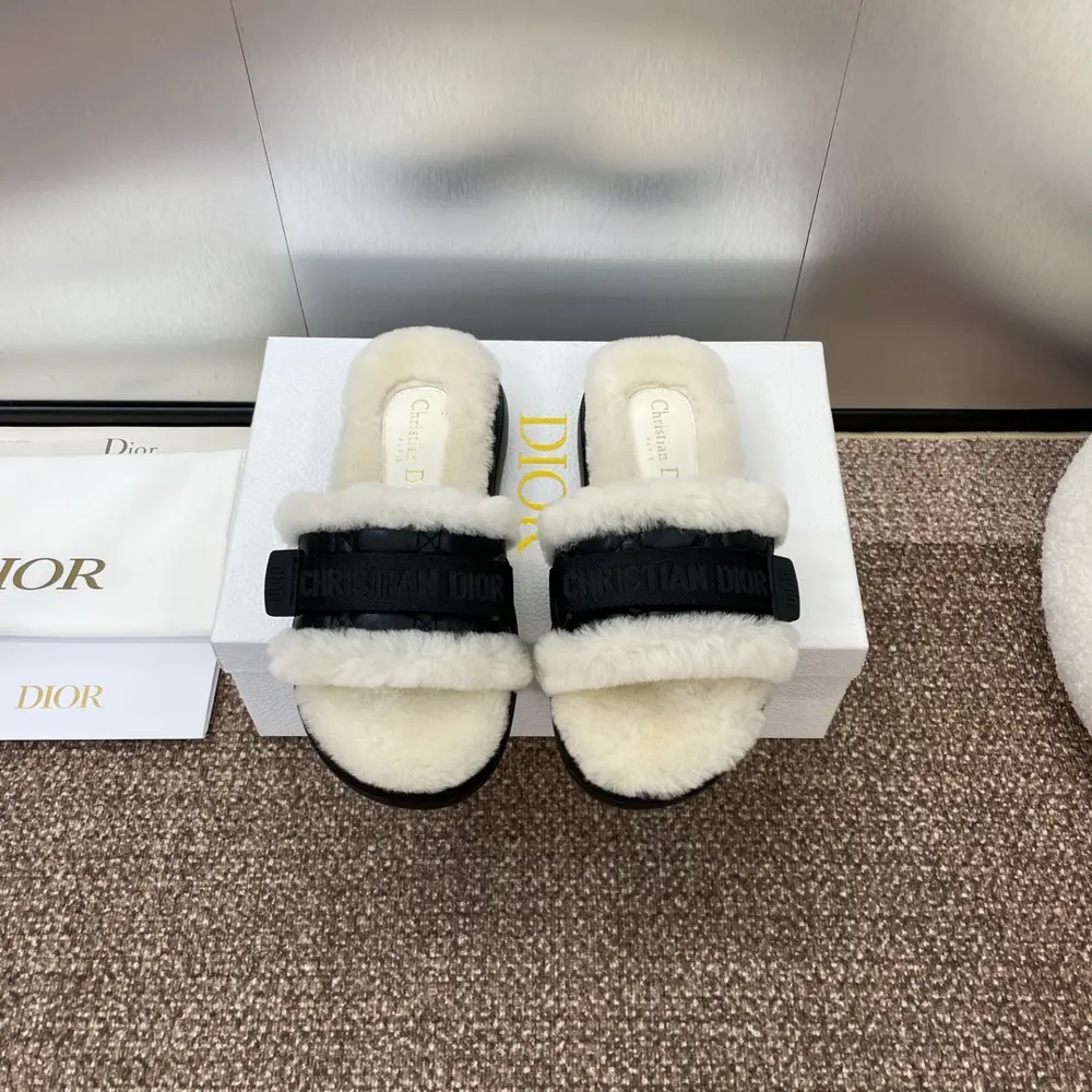 Dior spring and summer new IVIERA Evolution Velcro webbing thick-soled casual lamb wool