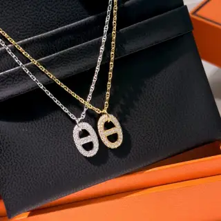 Hermès Popular Pig Nose Full Diamond Necklace ®Synchronized with the counter High quality