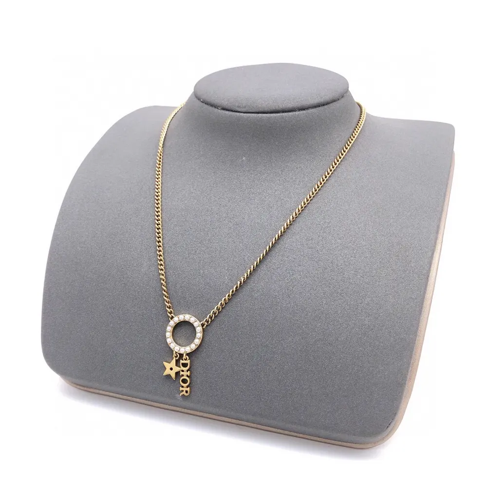 DIOR Original new product Round CD pendant with micro-diamond star necklace High-end quality