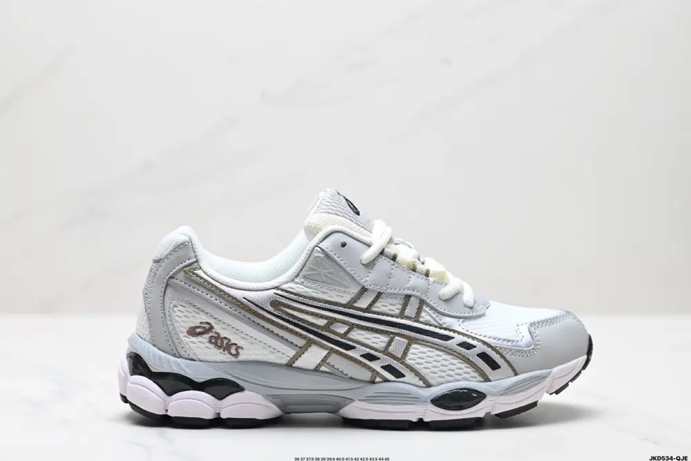 ASICS GEL-NYC 2055 breathable mesh upper with some synthetic leather material. Adopts new 1203A542-100