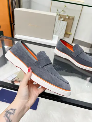 Santoni four seasons classic loafers casual business style shoes