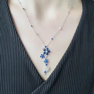 Van Cleef & Arpels Blue Diamond Floral Necklace