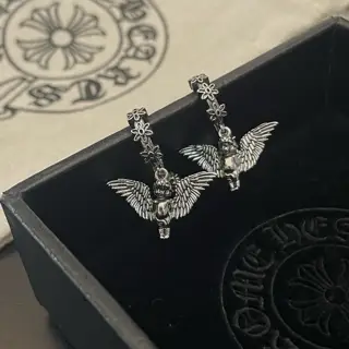 Chrome Hearts Classic Vintage Iris Flower Angel Earrings