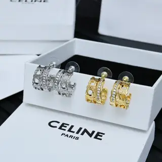 Celine Arc de Triomphe double-layer design letter full diamond earrings