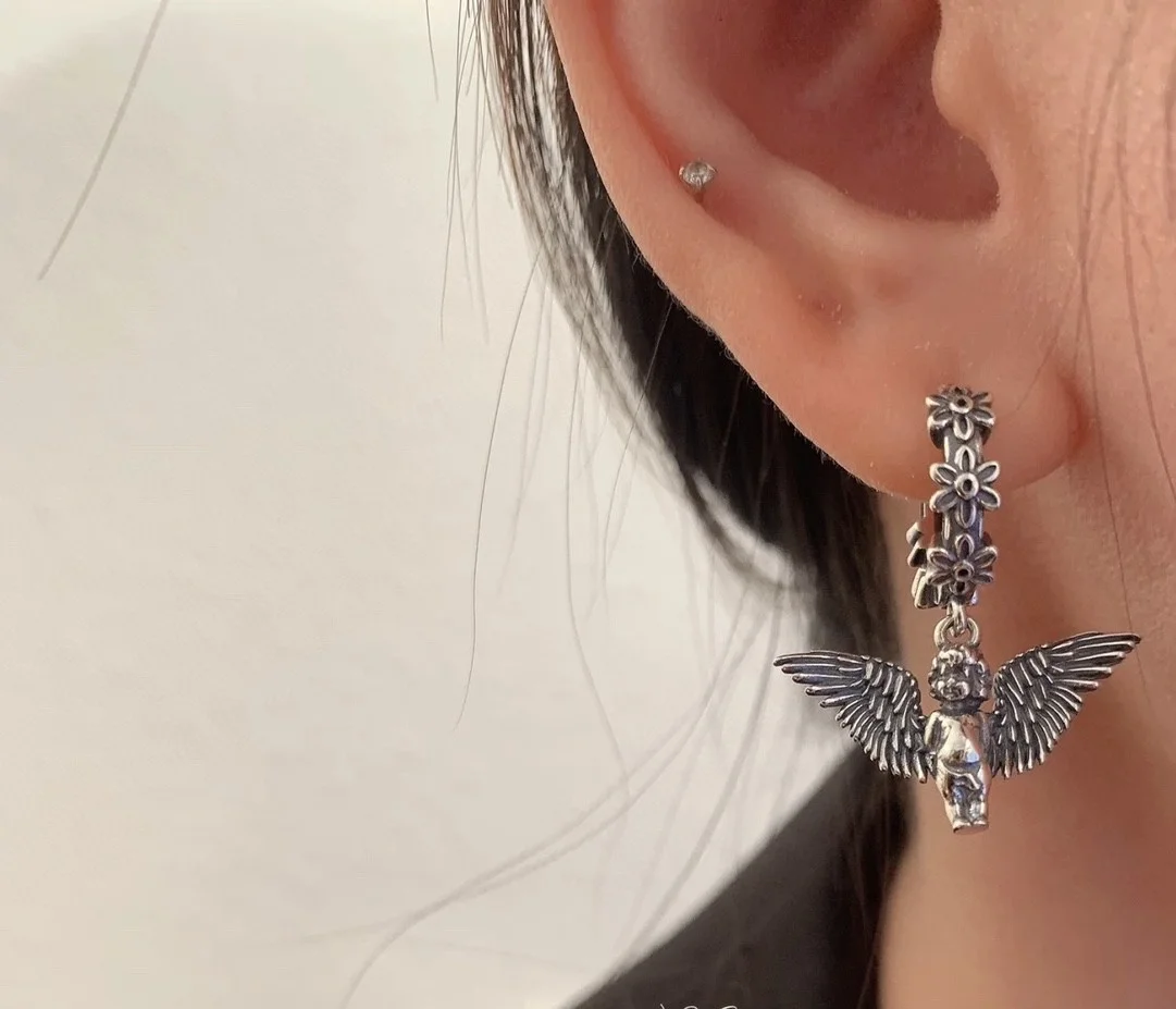 Chrome Hearts Vintage Iris Flower Angel Earrings