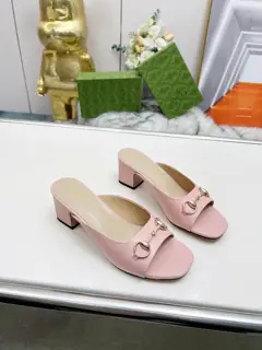 Gucci classic buckle round toe flat bottom thick heel slippers