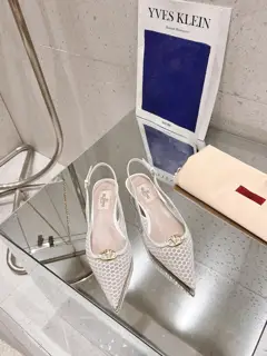Valentino 2024SS Spring/Summer new VT metal V-buckle hollow pointed toe shoes