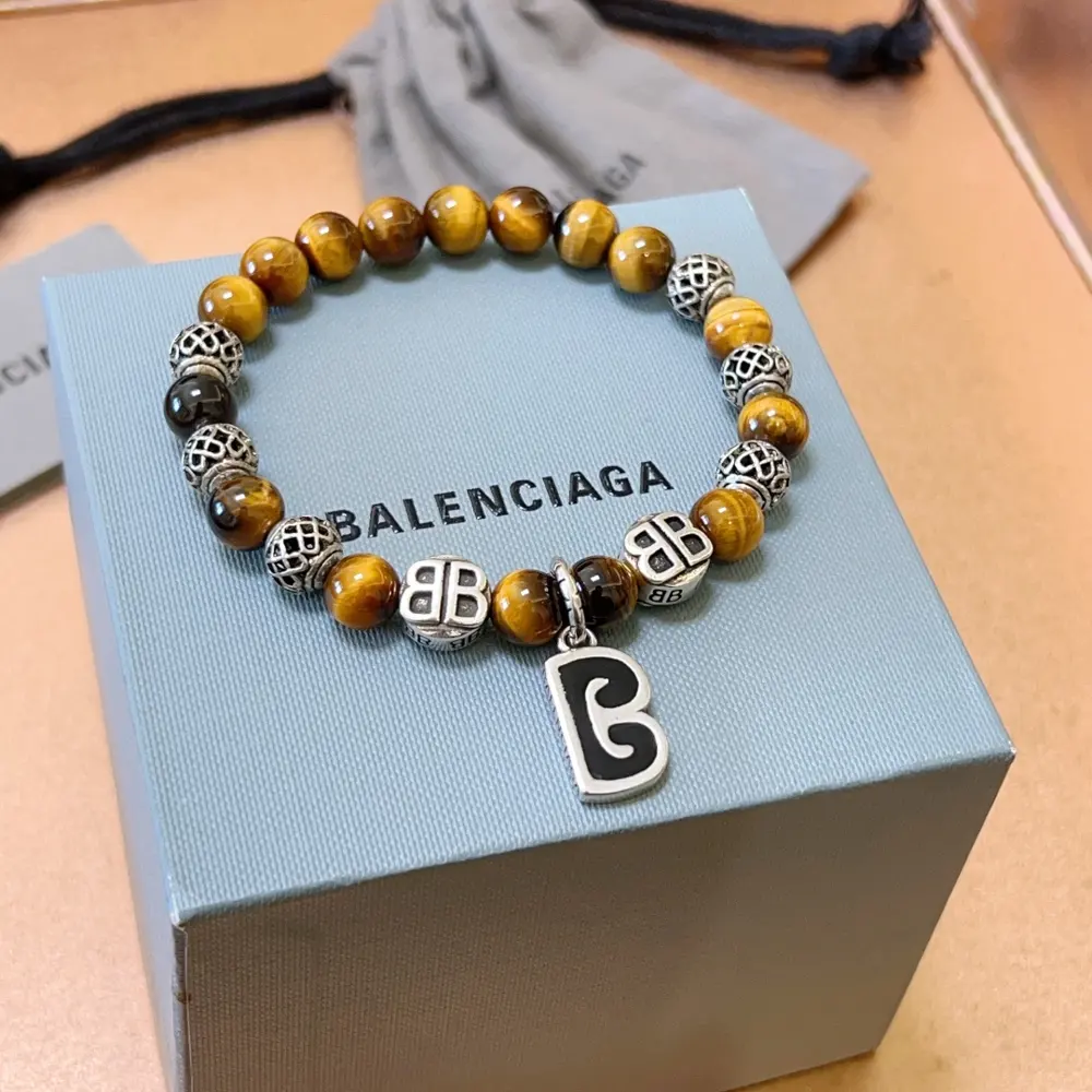 Balenciaga natural tiger eye stone Balenciaga bracelet Thai silver style Balenciaga bracelet