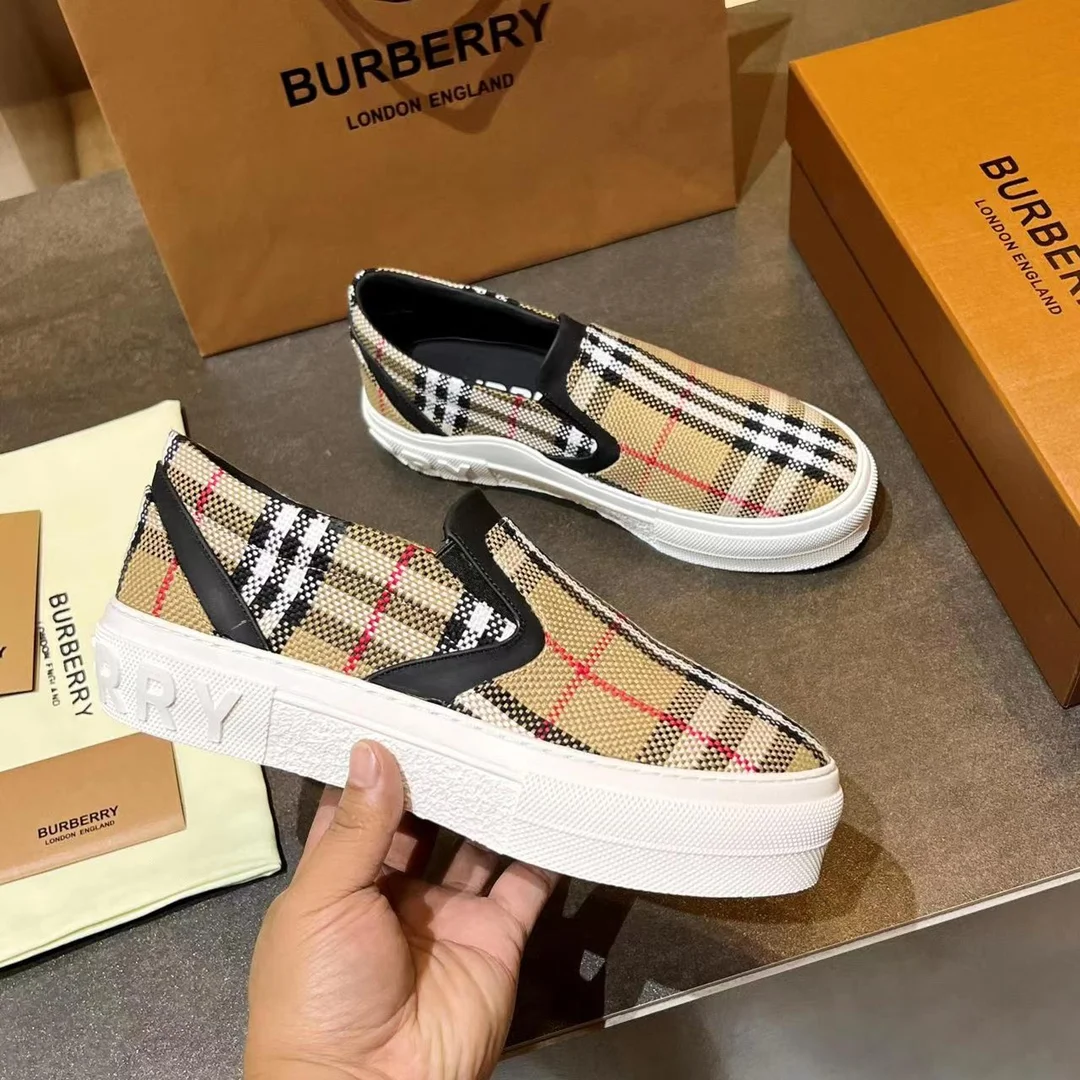 BURBERRY Retro plaid cotton sneakers