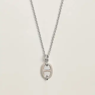 V-gold material Hermès Mini Maillon cream necklace