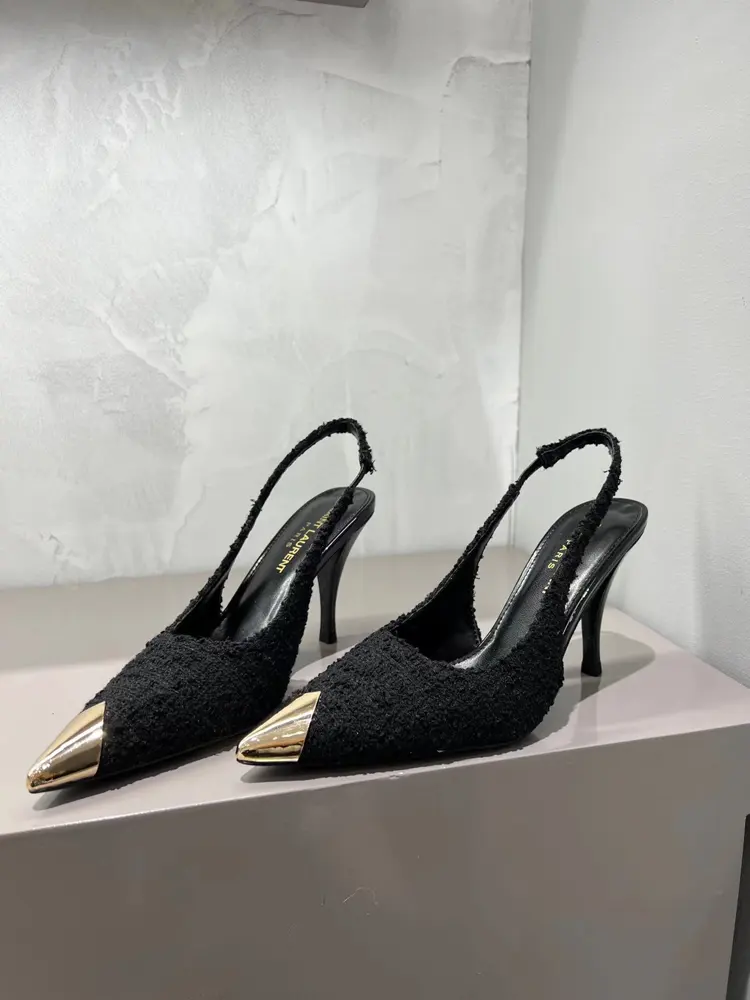 YSL Saint Laurent new beautiful chain metal pointed high heels