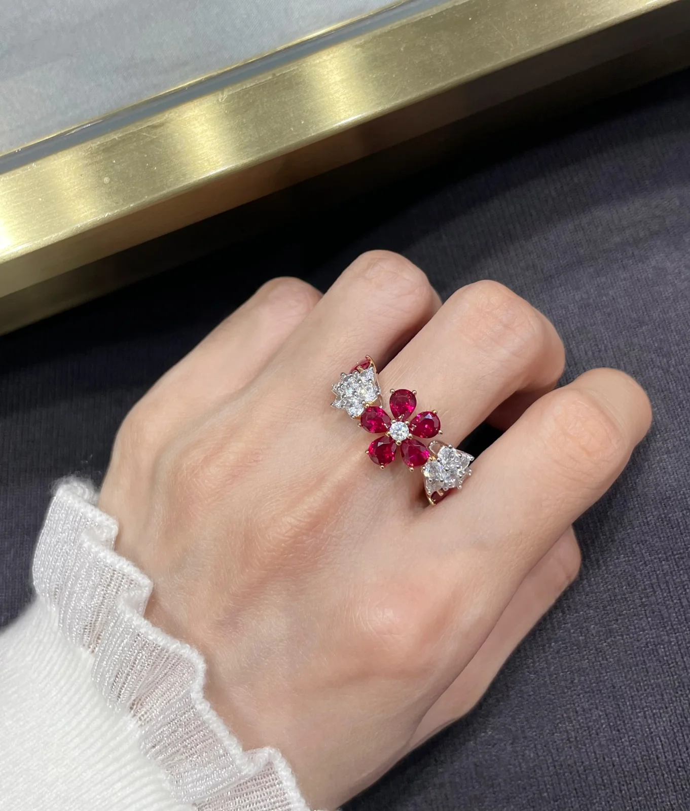 Van Cleef & Arpels Red Corundum Floral Ring Midsummer Night’s Dream Series