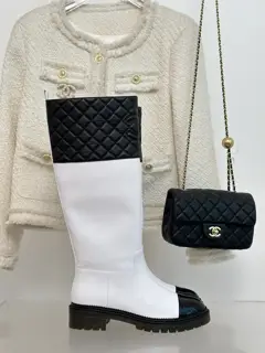 Chanel Paris catwalk diamond block heel boots series