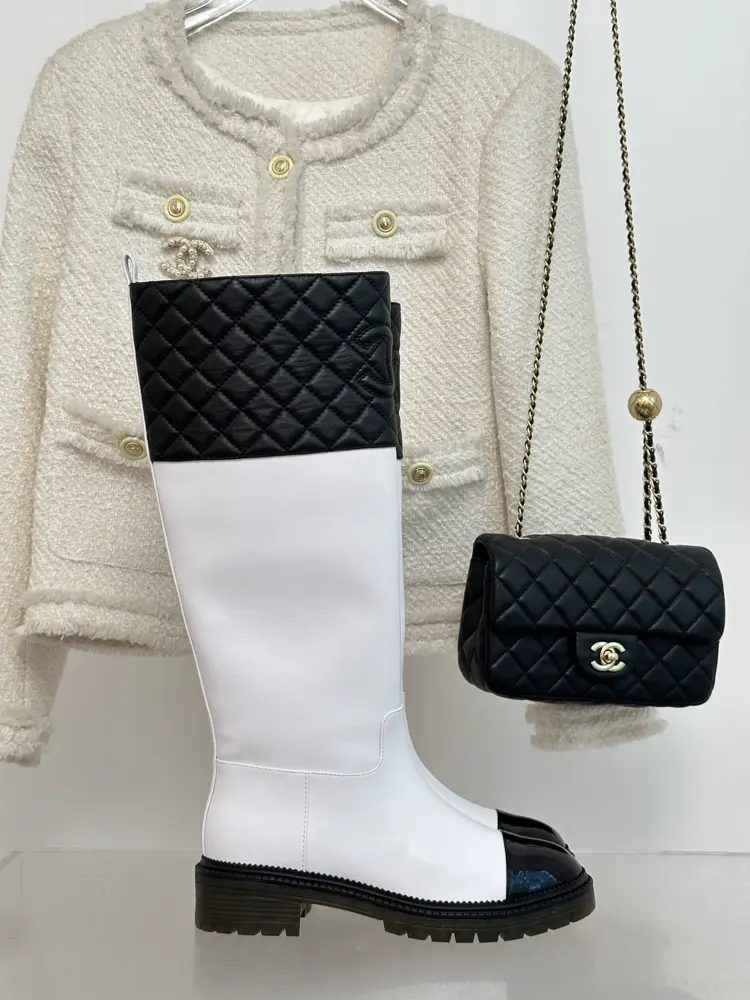Chanel Paris catwalk diamond block heel boots series