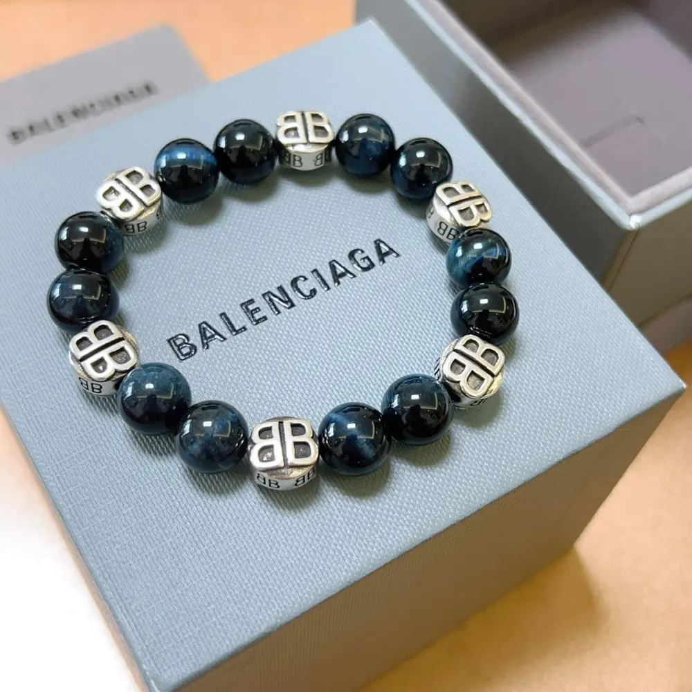 Balenciaga natural tiger eye stone bracelet
