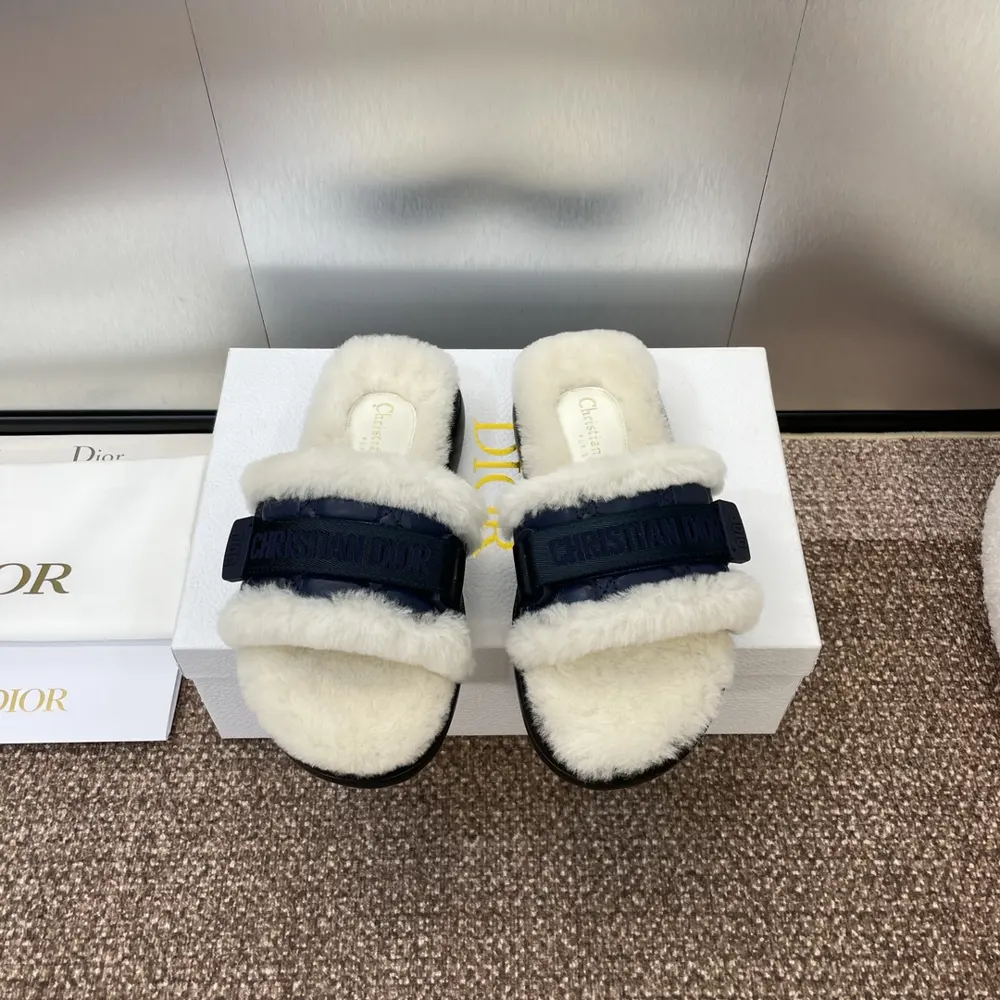 Dior spring and summer new IVIERA Evolution Velcro webbing thick-soled casual lamb wool