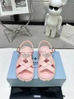 Prada new sandal series classic triangle buckle cross-woven sandals Classic upgrade Comfort